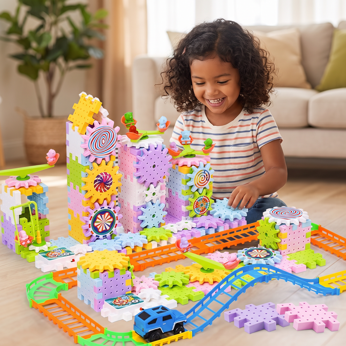Juguete Montessori De Construcción Con Engranajes Giratorios
