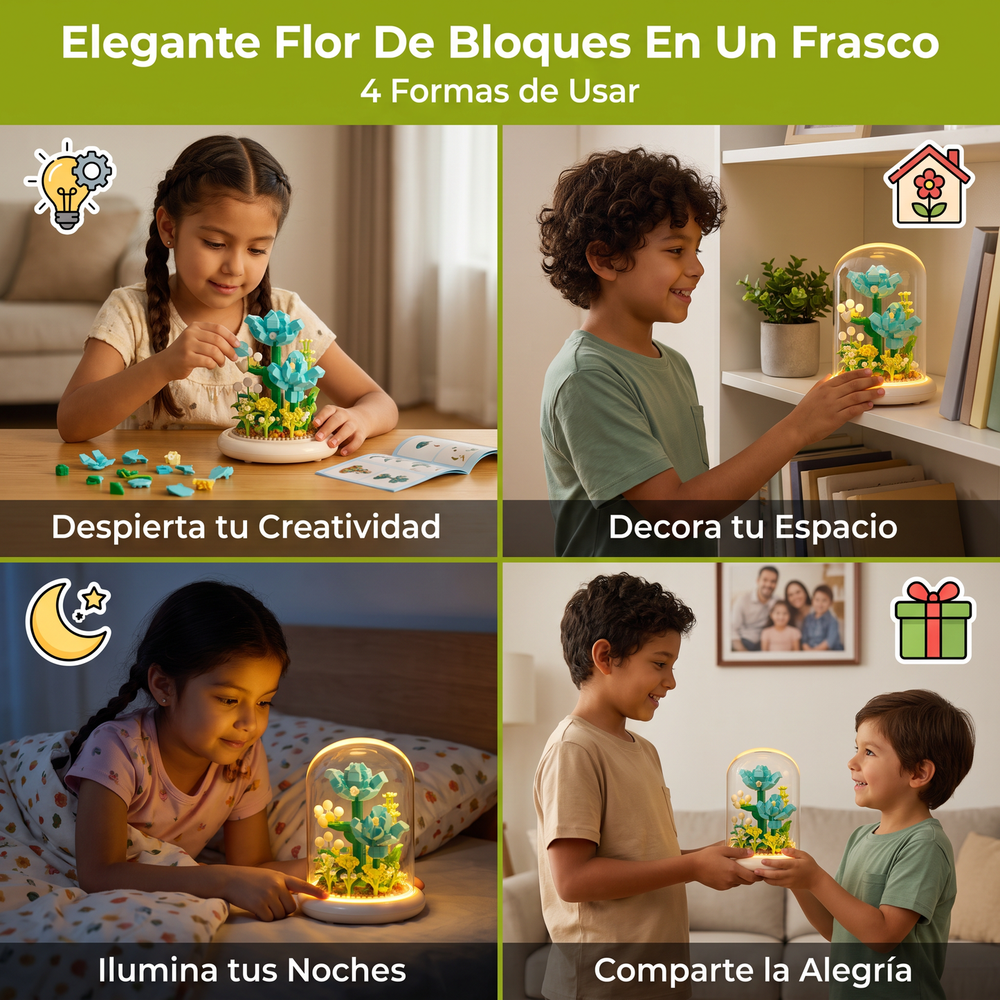 Elegante Flor De Bloques En Un Frasco