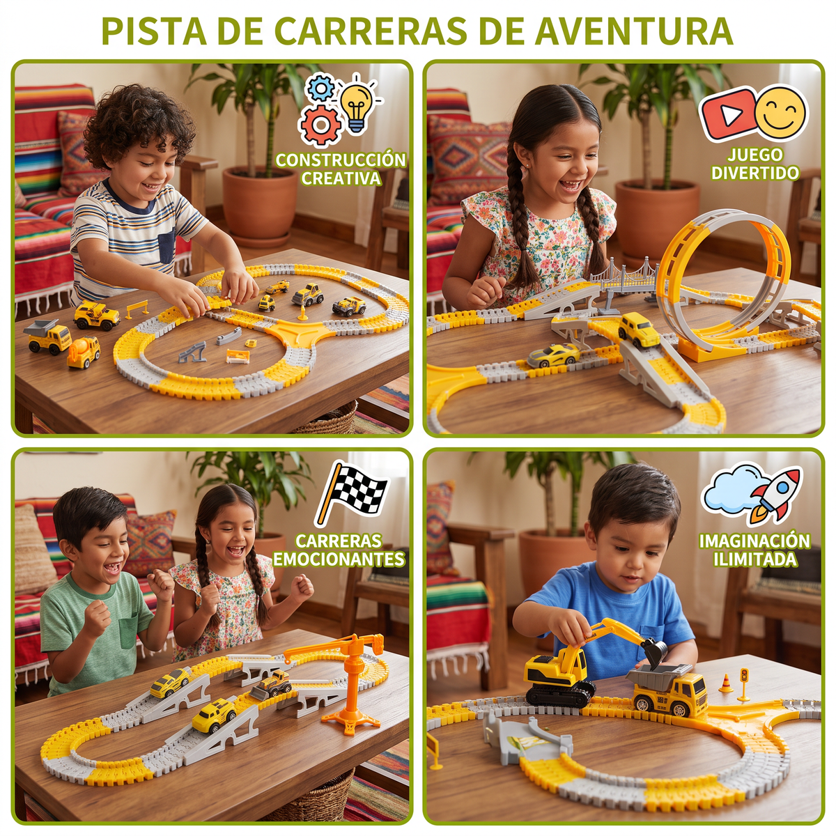 Pista De Carreras De Aventura Con Autos De Rieles