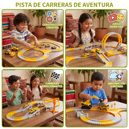 Pista De Carreras De Aventura Con Autos De Rieles