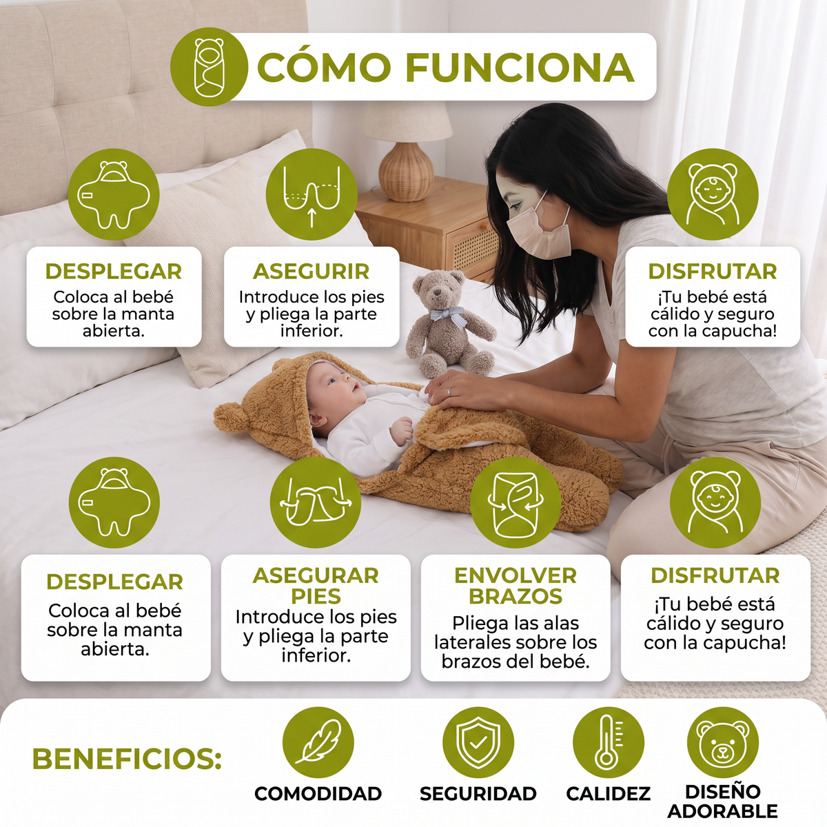 Manta Para Bebé Y Pijama Con Diseño De Osito