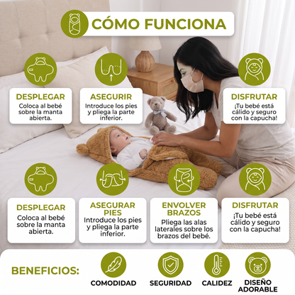 Manta Para Bebé Y Pijama Con Diseño De Osito