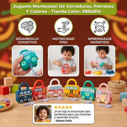 Juguete Montessori De Cerraduras, Patrones Y Colores