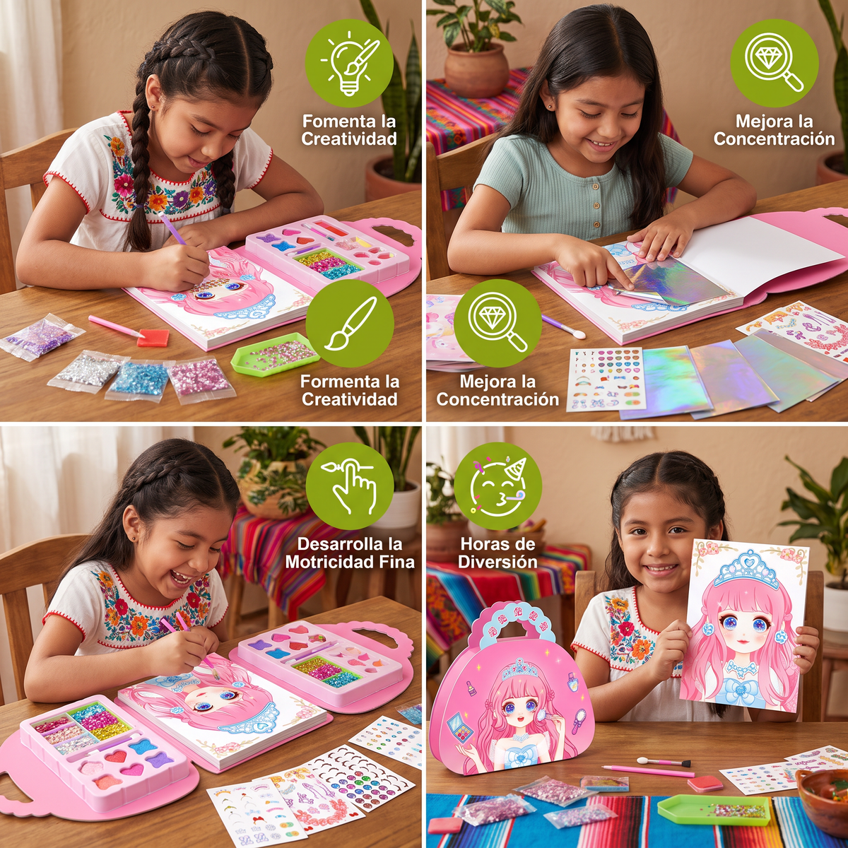 Pintura De Diamantes De Princesas Y Arte Con Foil – Kit Creativo Con Libro Para Colorear