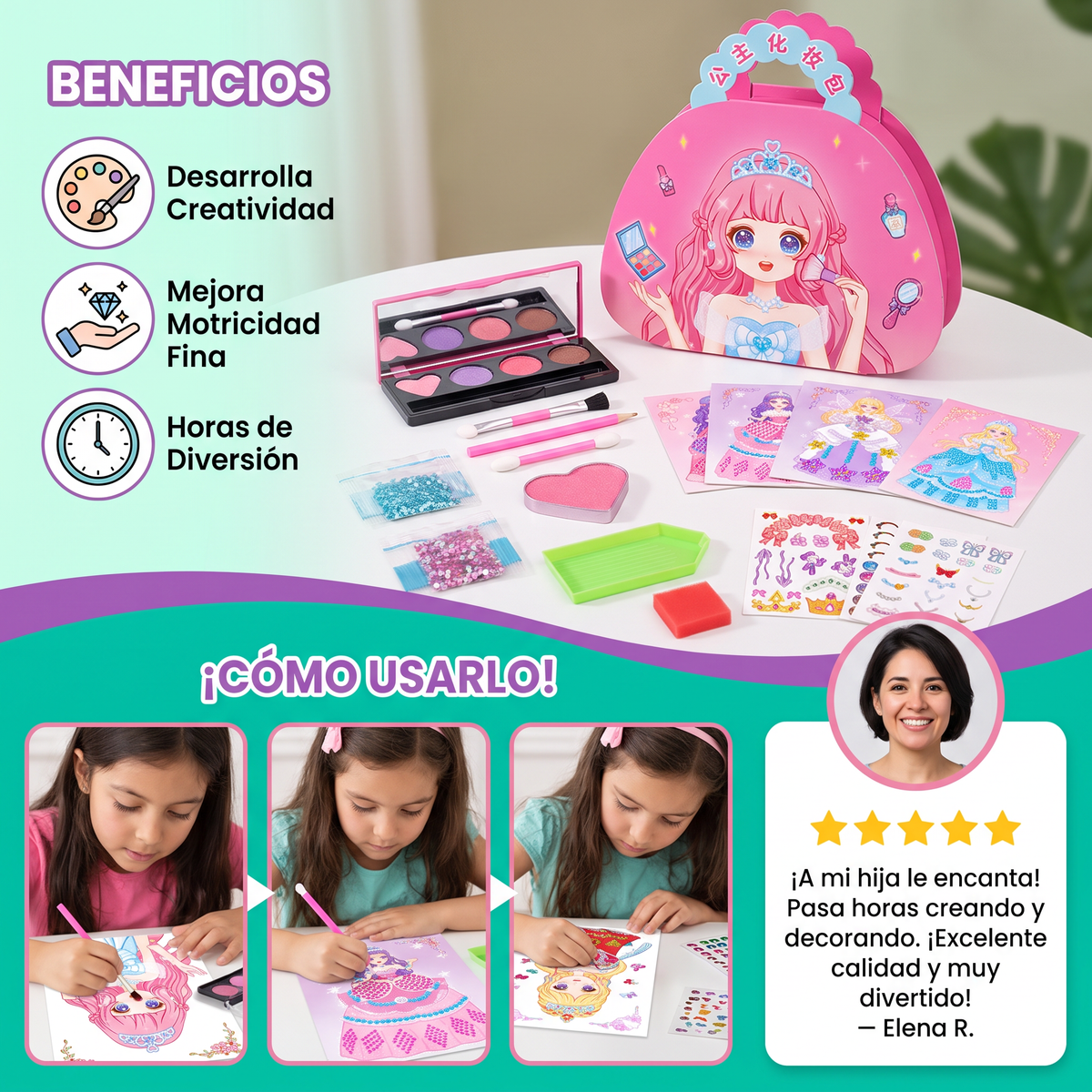 Pintura De Diamantes De Princesas Y Arte Con Foil – Kit Creativo Con Libro Para Colorear