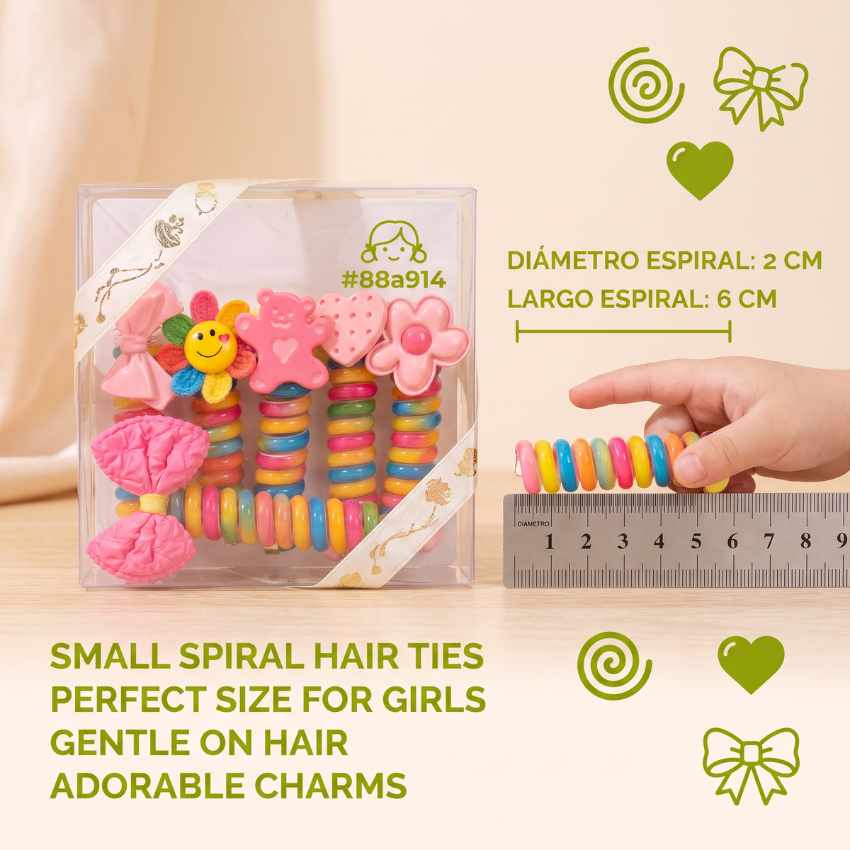 Set De Ligas De Cabello En Espiral Adorables Para Niñas