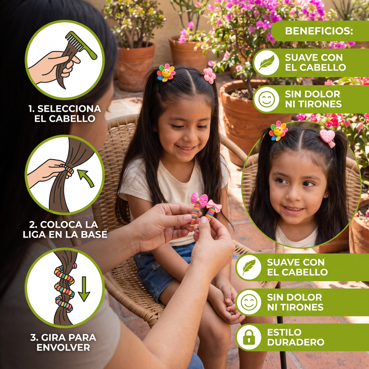 Set De Ligas De Cabello En Espiral Adorables Para Niñas