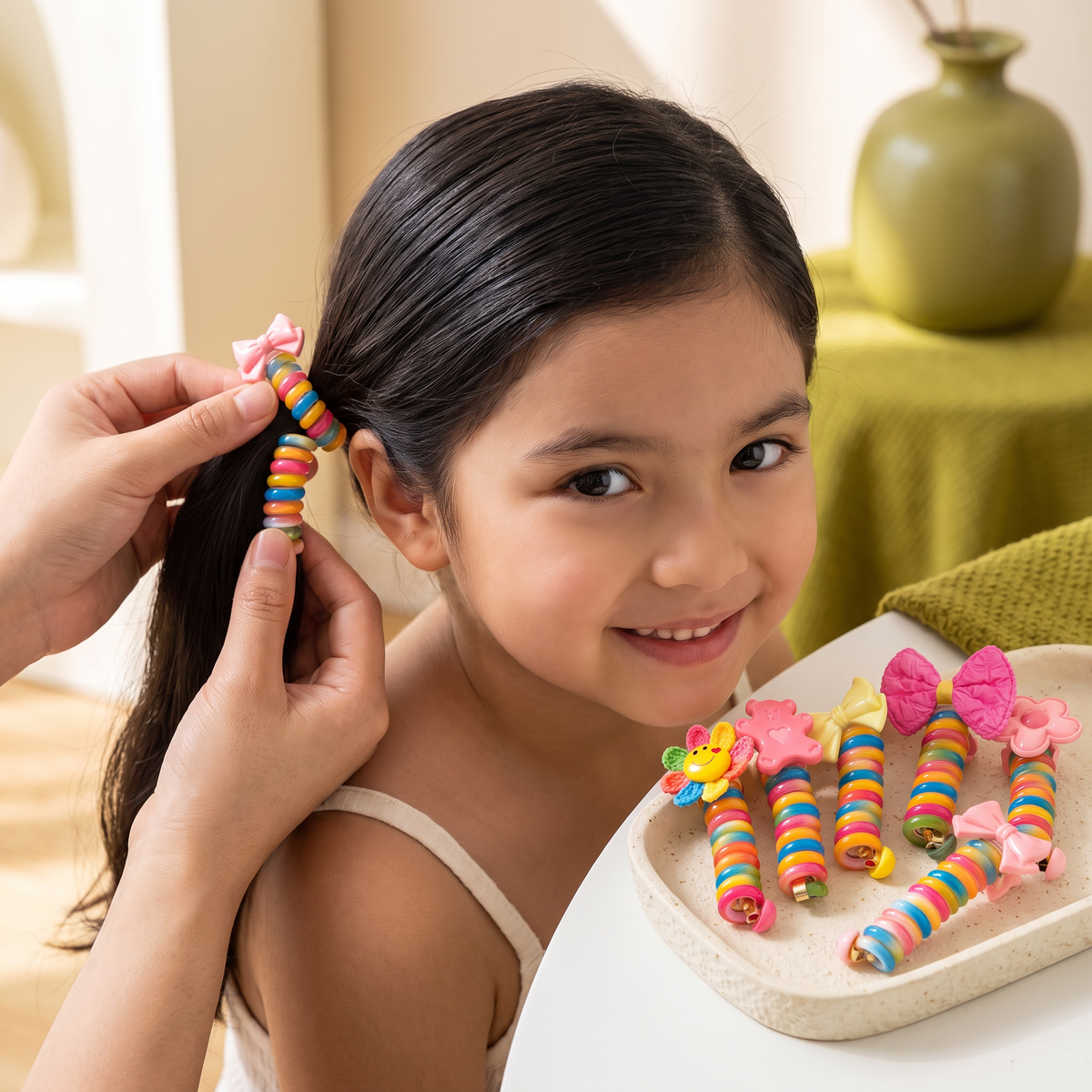 Set De Ligas De Cabello En Espiral Adorables Para Niñas