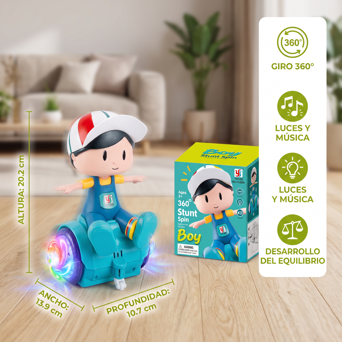 Juguete Interactivo De Baile Y Equilibrio 360° Con Luces Y Música