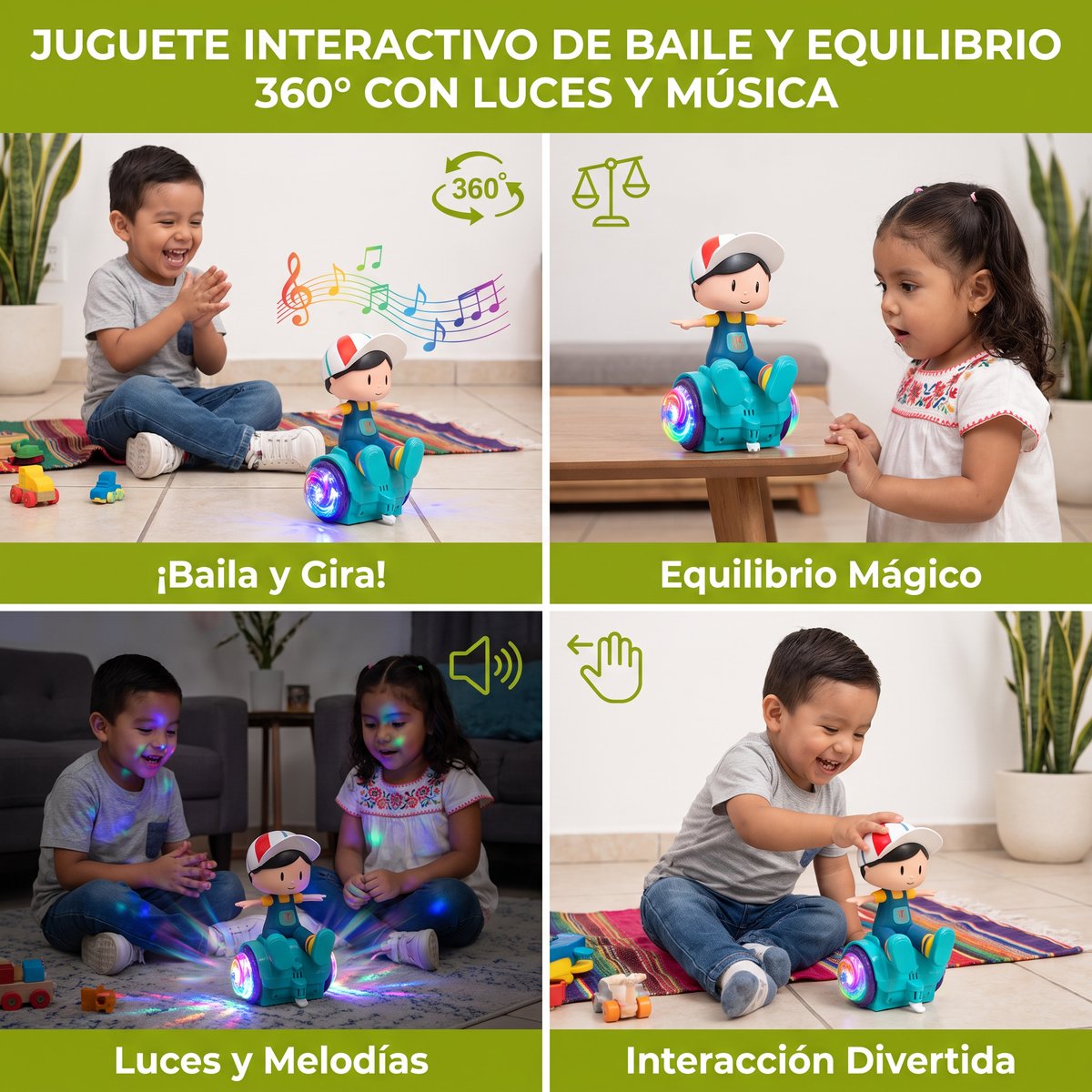 Juguete Interactivo De Baile Y Equilibrio 360° Con Luces Y Música