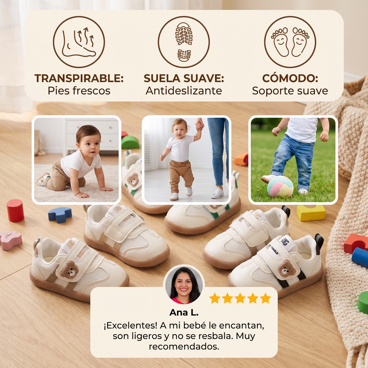 Zapatos Transpirables Para Bebés Y Niños Pequeños – Suela Suave Y Antideslizante