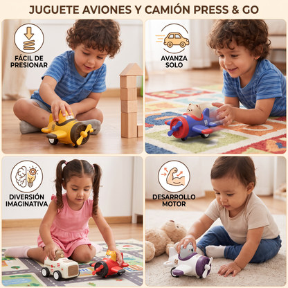 Juguete De Avión Y Camión De Animales Press & Go Para Niños