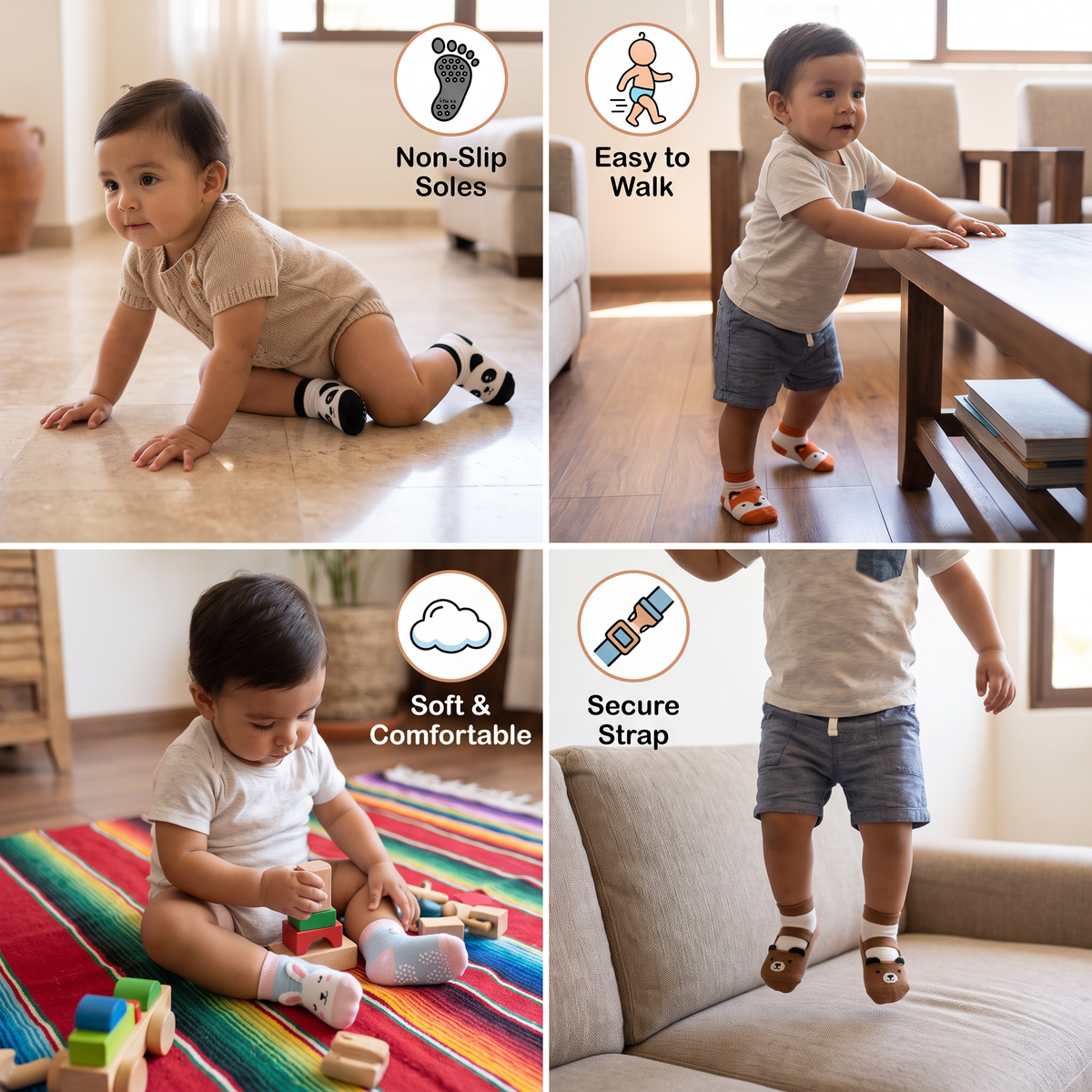 Calcetines Con Suela Antideslizante Y Diseño De Dibujos Animados Para Bebés Y Niños Pequeños