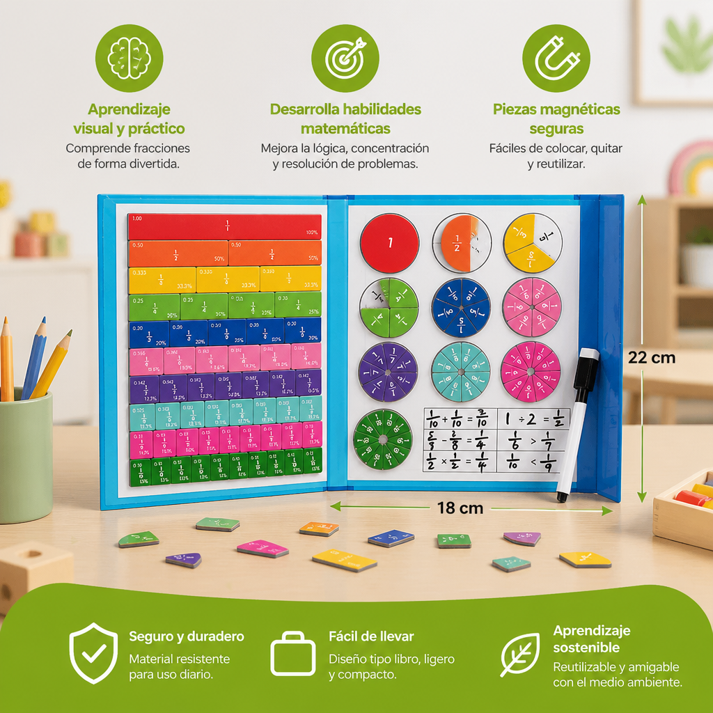 Juguete Montessori Magnético de Fracciones para Niños