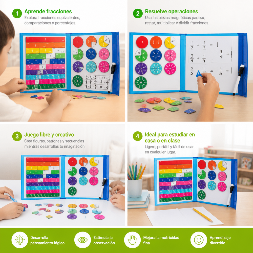 Juguete Montessori Magnético de Fracciones para Niños