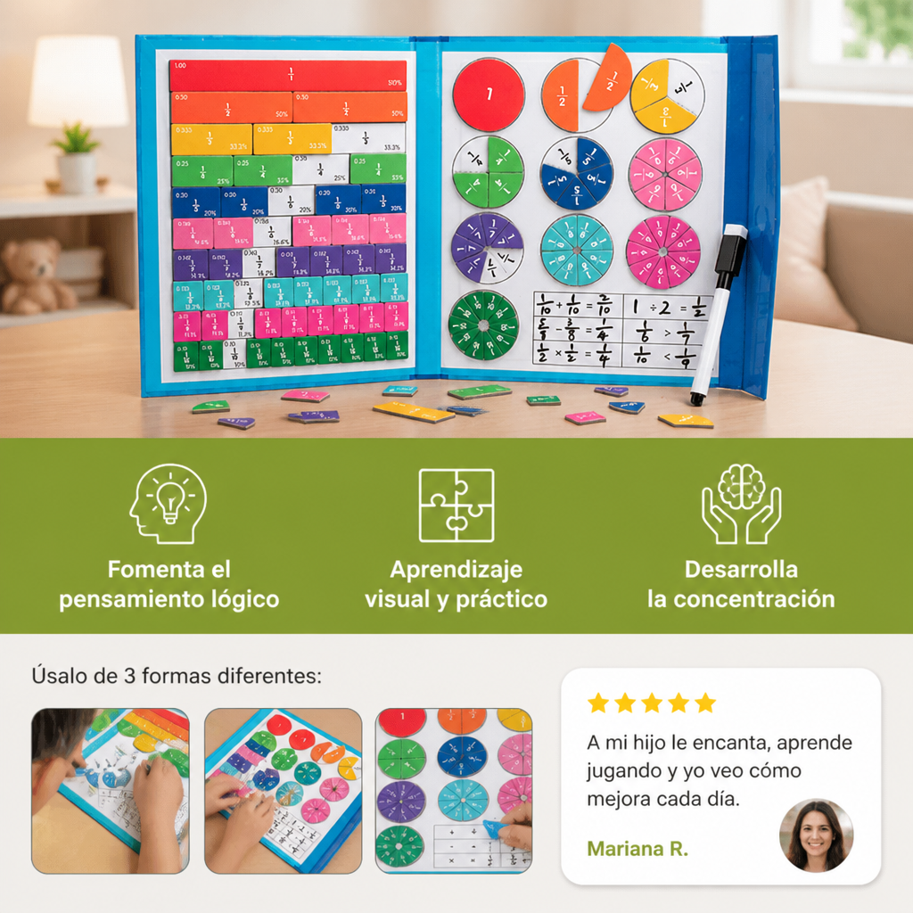 Juguete Montessori Magnético de Fracciones para Niños