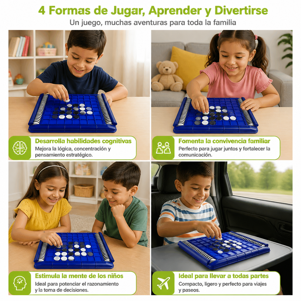 Juego Familiar De Estrategia Y Lógica De Piezas Abatibles Para Niños