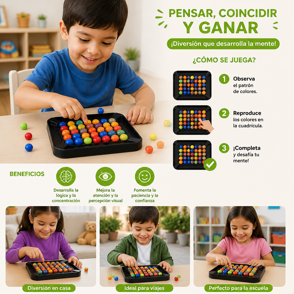 Juego De Lógica Match De Colores – Juego Interactivo De Bolas Para Pensar Para Niños Y Adultos