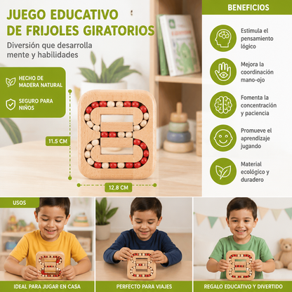 Juego Educativo De Frijoles Giratorios Hecho A Mano – Juego De Madera De Lógica Para Niños