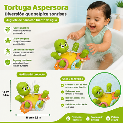 Juguete de Baño con Tortuga – Aspersor de Agua con Efecto de Fuente para Bebés y Niños Pequeños