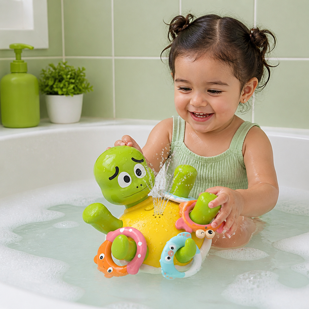 Juguete de Baño con Tortuga – Aspersor de Agua con Efecto de Fuente para Bebés y Niños Pequeños