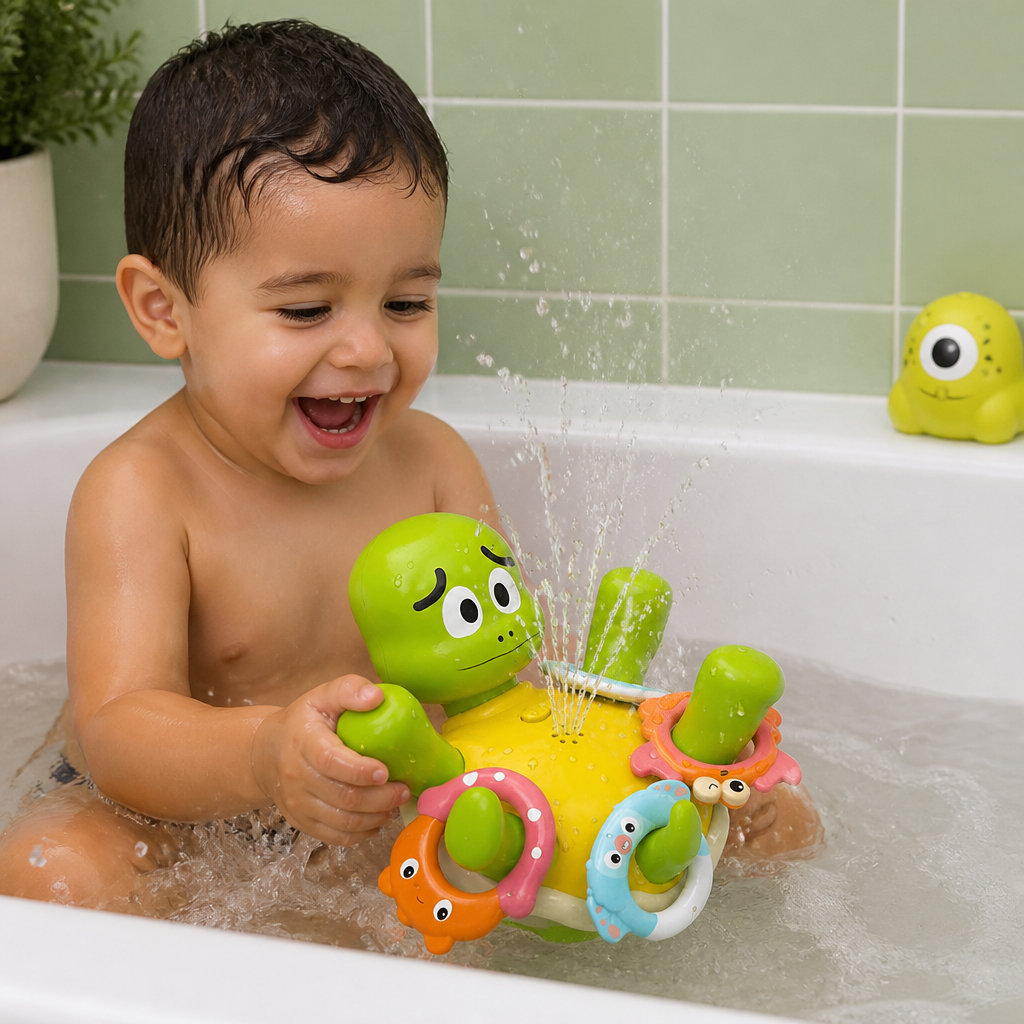 Juguete de Baño con Tortuga – Aspersor de Agua con Efecto de Fuente para Bebés y Niños Pequeños
