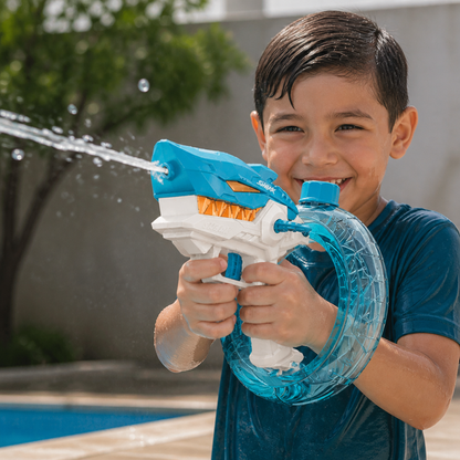 Pistola De Agua Eléctrica Con Diseño De Tiburón Para Niños – Diversión Acuática Totalmente Automática Para Los Días Calurosos De Verano