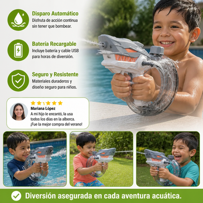 Pistola De Agua Eléctrica Con Diseño De Tiburón Para Niños – Diversión Acuática Totalmente Automática Para Los Días Calurosos De Verano