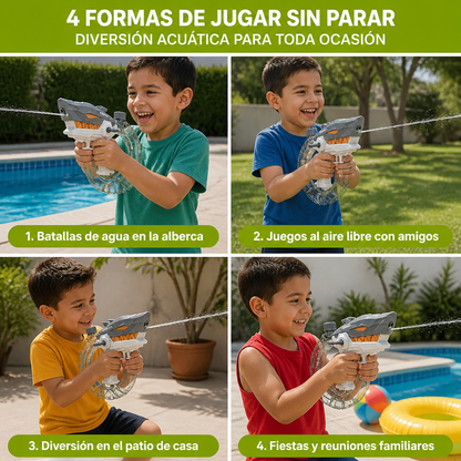 Pistola De Agua Eléctrica Con Diseño De Tiburón Para Niños – Diversión Acuática Totalmente Automática Para Los Días Calurosos De Verano