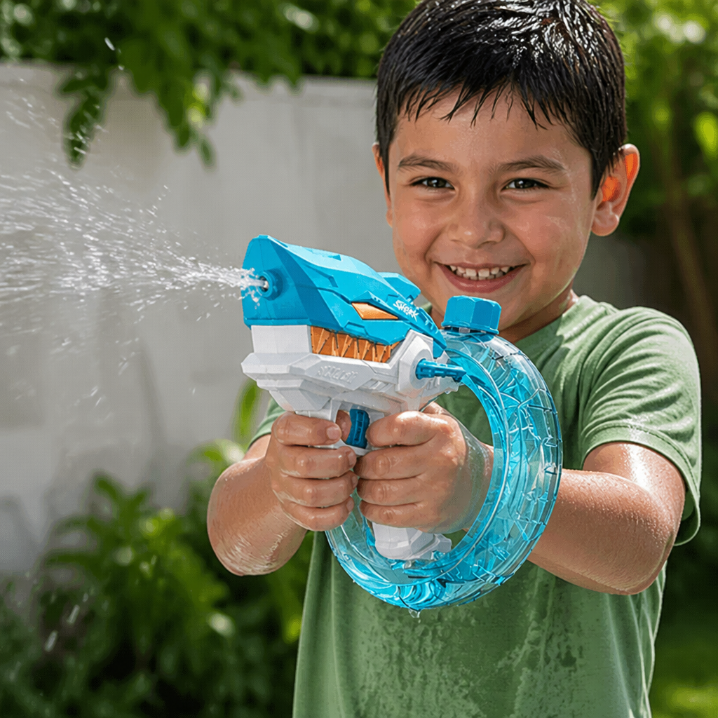 Pistola De Agua Eléctrica Con Diseño De Tiburón Para Niños – Diversión Acuática Totalmente Automática Para Los Días Calurosos De Verano