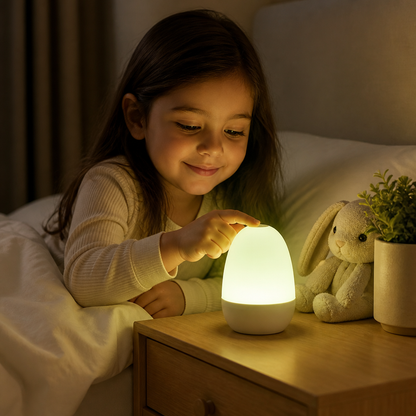 Luz Nocturna LED de Silicón en Forma de Huevo