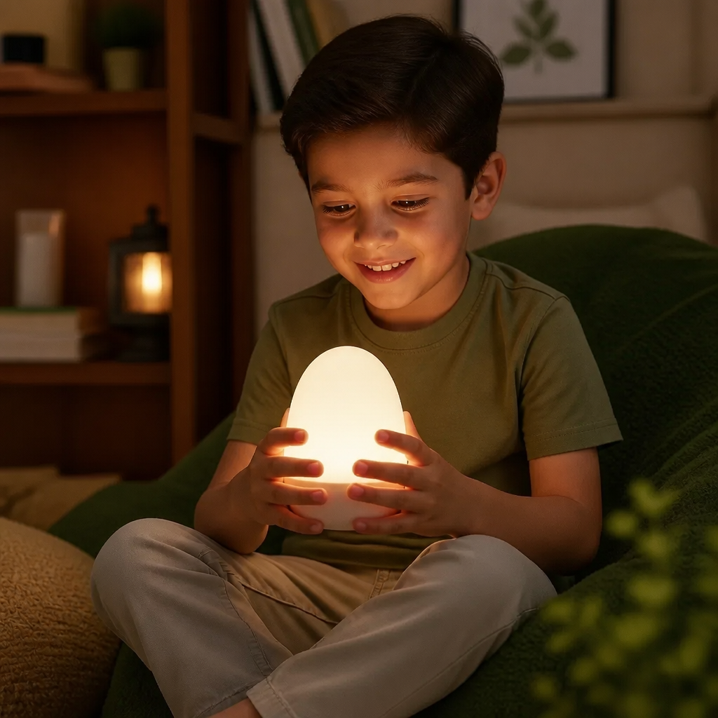 Luz Nocturna LED de Silicón en Forma de Huevo