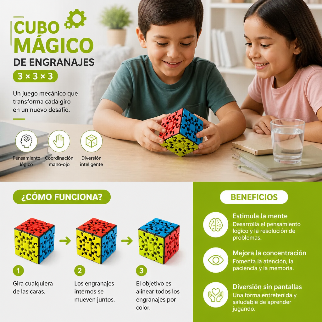 Cubo Mágico De Engranajes 3 × 3 × 3 – Juego De Lógica Mecánico