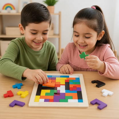 Rompecabezas Tangram Educativo De Madera – Colorido Juego Montessori De Aprendizaje Para Niños
