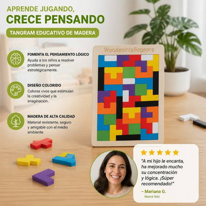 Rompecabezas Tangram Educativo De Madera – Colorido Juego Montessori De Aprendizaje Para Niños