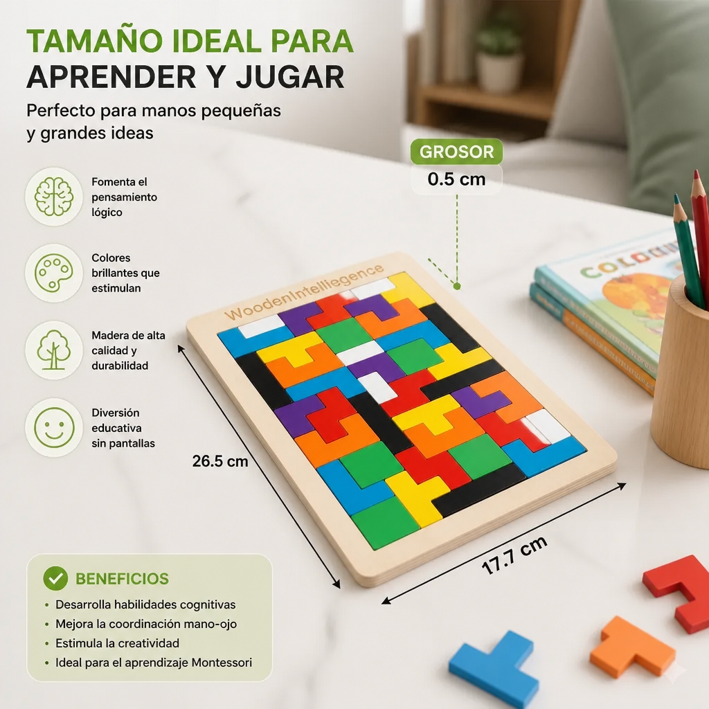 Rompecabezas Tangram Educativo De Madera – Colorido Juego Montessori De Aprendizaje Para Niños