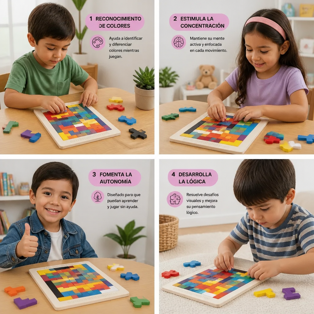Rompecabezas Tangram Educativo De Madera – Colorido Juego Montessori De Aprendizaje Para Niños