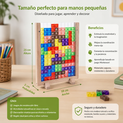 Rompecabezas 3D De Bloques De Colores Con Marco De Madera – Juego Educativo Montessori