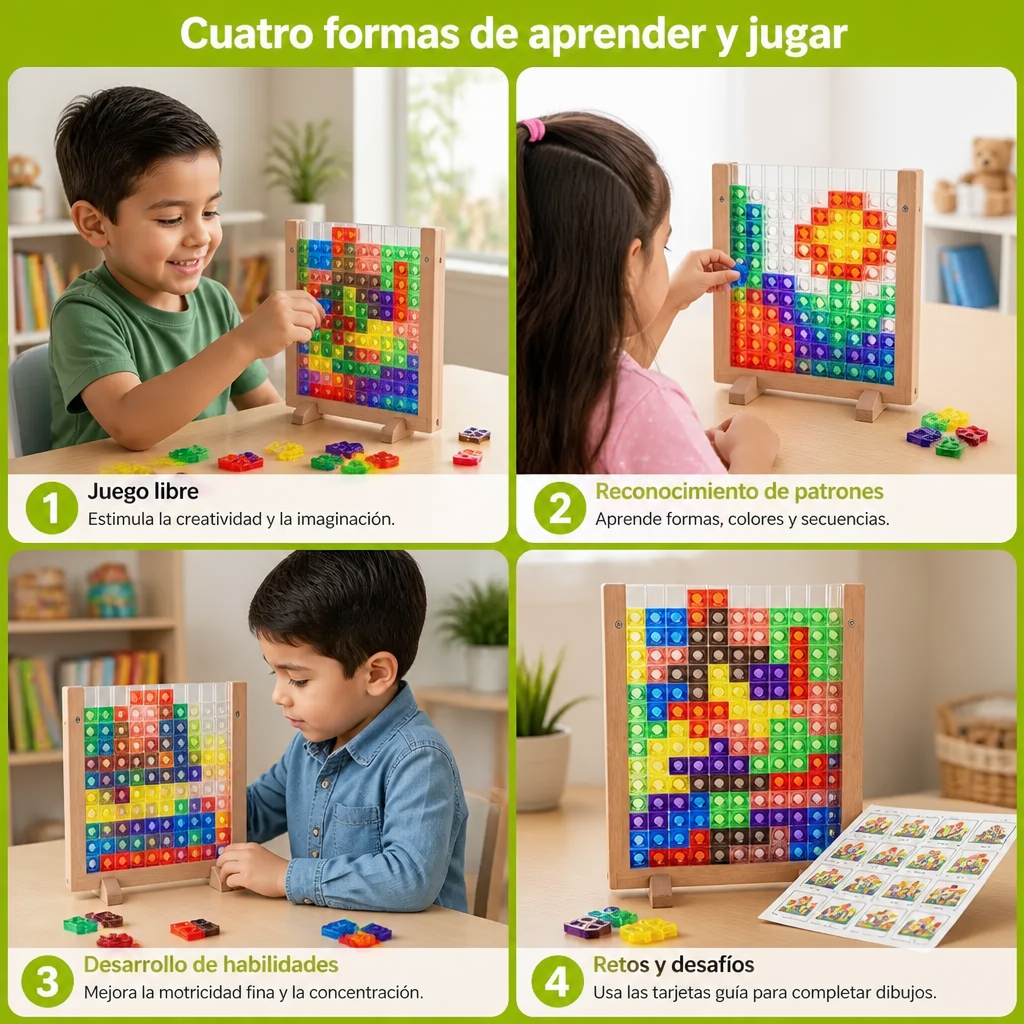 Rompecabezas 3D De Bloques De Colores Con Marco De Madera – Juego Educativo Montessori