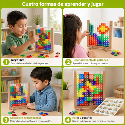 Rompecabezas 3D De Bloques De Colores Con Marco De Madera – Juego Educativo Montessori