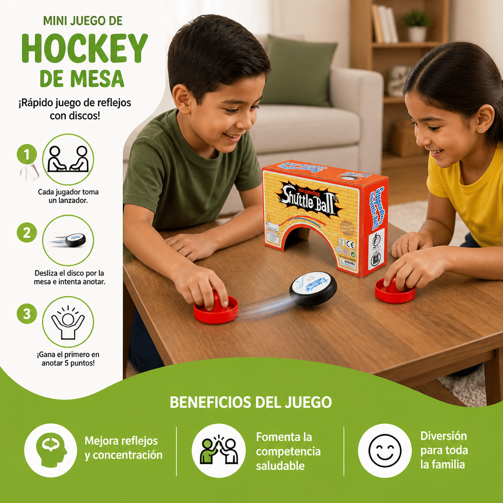 Mini Juego de Hockey de Mesa para Niños – Rápido Juego de Reflejos con Discos