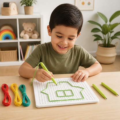 Tablero de Enhebrado con Cordón – Juego Creativo de Ensamble para Desarrollar la Motricidad Infantil