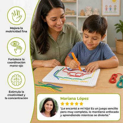 Tablero de Enhebrado con Cordón – Juego Creativo de Ensamble para Desarrollar la Motricidad Infantil