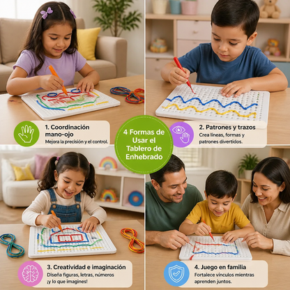 Tablero de Enhebrado con Cordón – Juego Creativo de Ensamble para Desarrollar la Motricidad Infantil