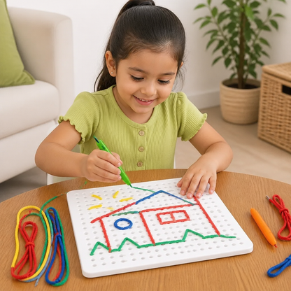 Tablero de Enhebrado con Cordón – Juego Creativo de Ensamble para Desarrollar la Motricidad Infantil