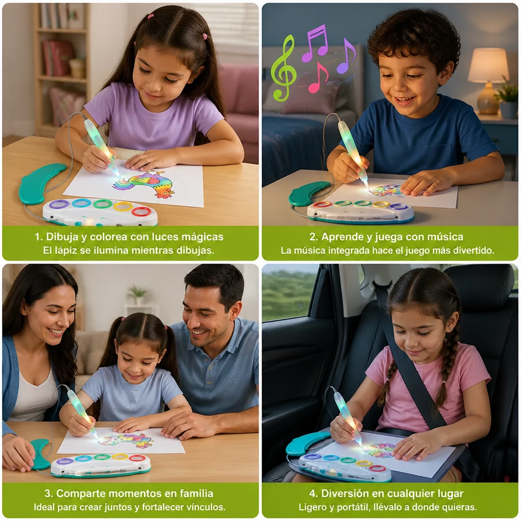 Lápiz Mágico Luminoso para Niños – Dibujo Creativo con Luces y Música