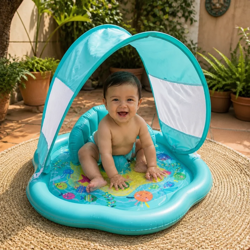 Tapete Inflable de Agua para Bebés con Protección Solar – Perfecto para el Verano