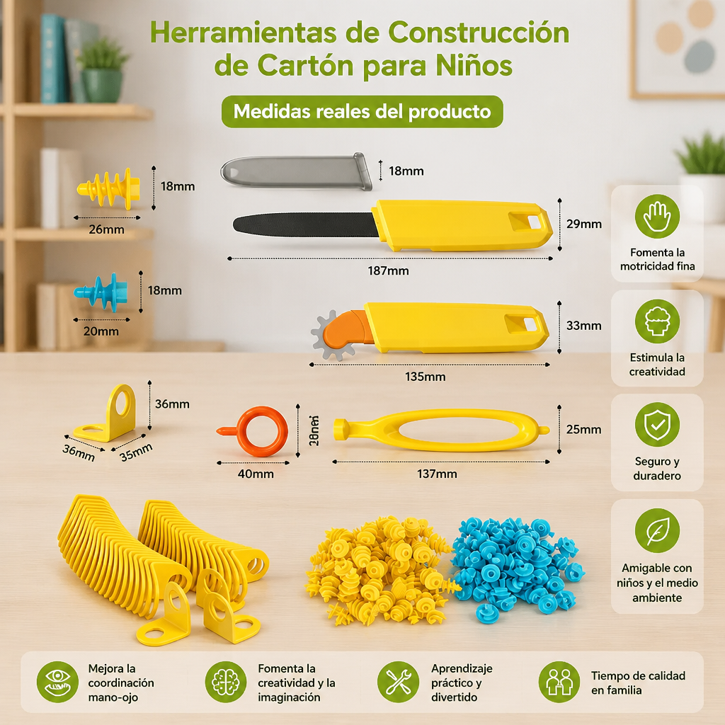 Set de Herramientas de Construcción de Cartón para Niños