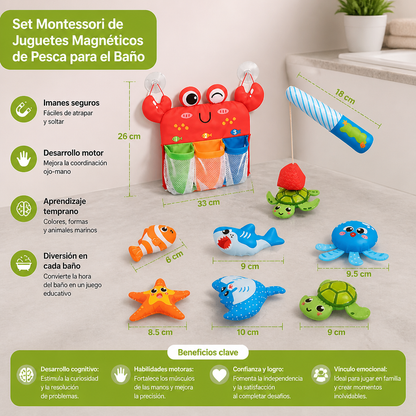 Set Montessori de Juguetes Magnéticos de Pesca para el Baño
