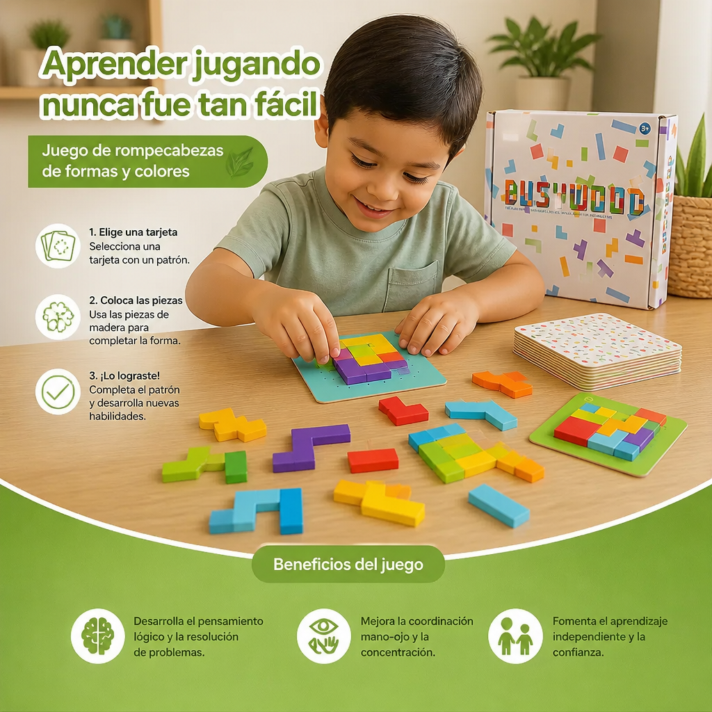 Juego Familiar: Rompecabezas de Madera para Clasificar Formas